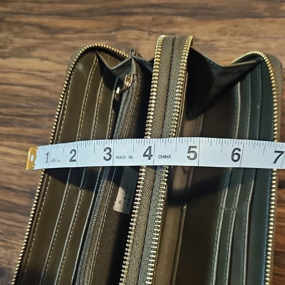 A New Day Green/Gray Doublwe Zip Wristlet Wallet
